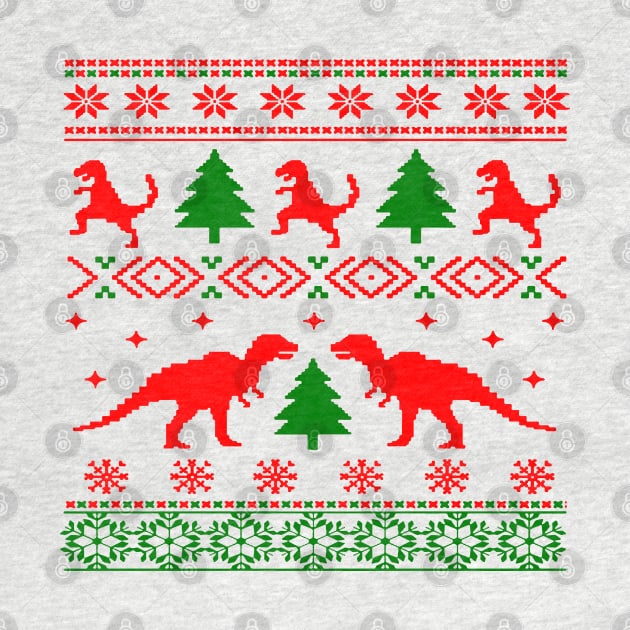 Christmas Ugly Sweater Pattern Dinosaurs by Closeddoor